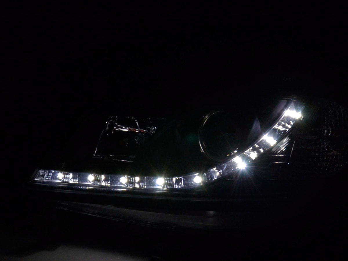 Scheinwerfer Set Daylight LED Tagfahrlicht Peugeot 206 Typ S16 98- schwarz Scheinwerfer Set Daylight LED Tagfahrlicht Peugeot 206 Typ S16 98- schwarz
